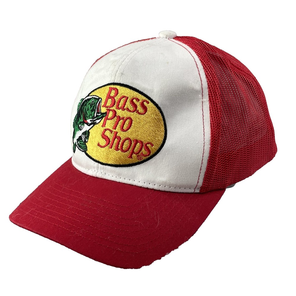 Bass Pro Shops Trucker Hat Cap Snapback Red Fishing Workwear Cowboy Y2K Hunting